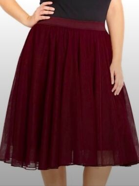 Torrid Burgundy Tulle Midi Skirt